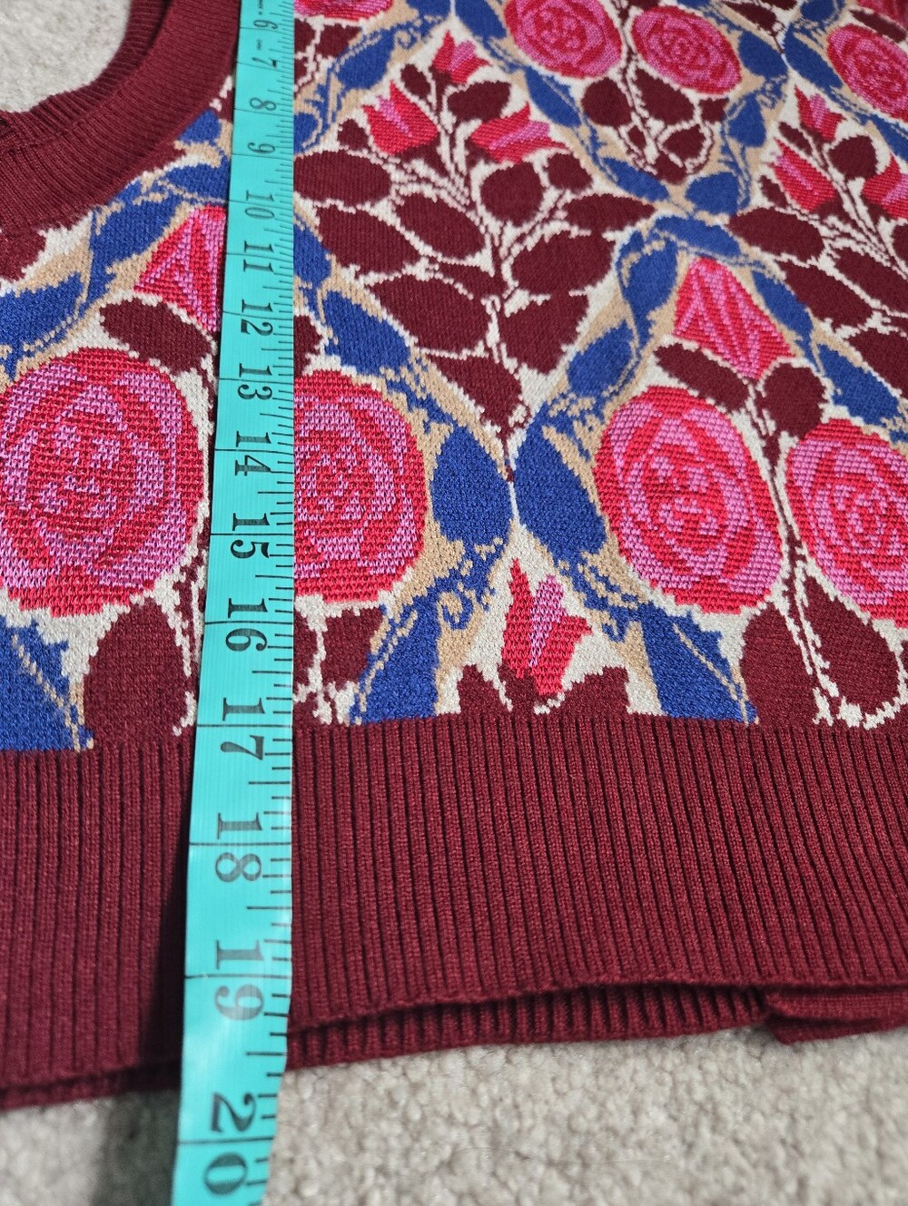 Maeve Anthropologie "Dera" Floral Knit Button-Front Sweater Vest. Size M - Picture 11 of 11